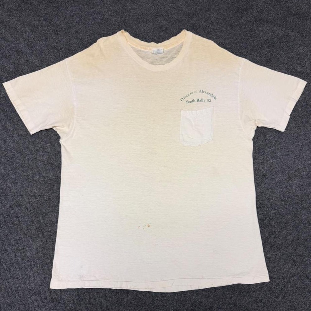 Vintage 90s Hanes Beefy-T Diocese of Alexandria Youth Rally 92 Shirt XL White